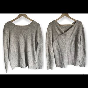 LINE the Label Gray Pullover Crossover Back Alpaca Sweater